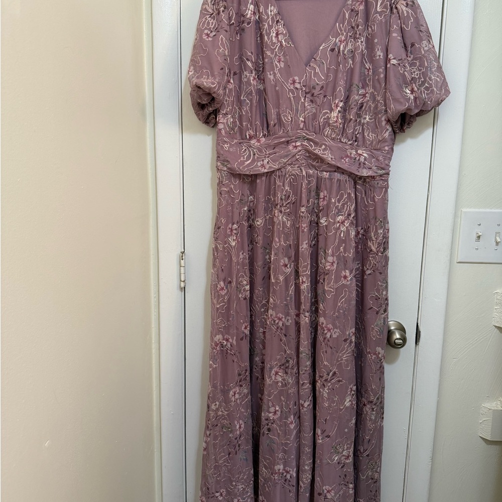 Elegant Mauve Floral Women's Dress